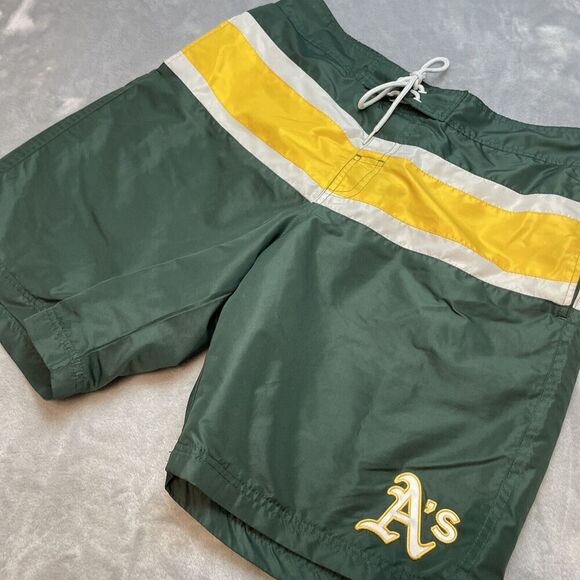 Oakland As Swim Trunks Board Shorts Mens XL Green Official Beach Pockets MLB - Picture 1 of 10